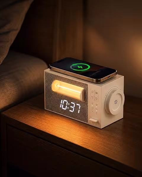 Reloj despertador con efecto amanecer, máquina de sonido, luz para despertar
