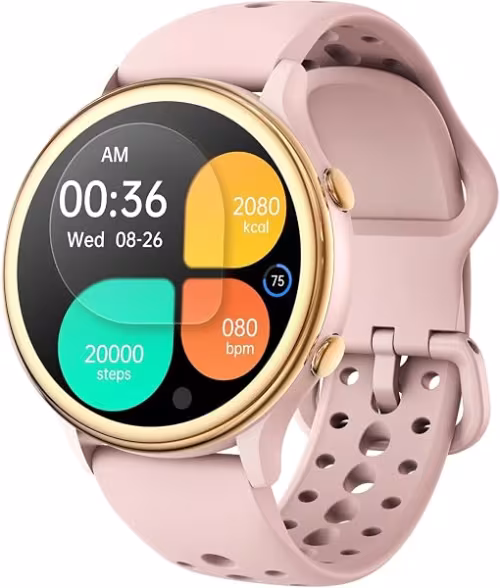  Smartwatch para Mujer y Hombre – Monitor de Ritmo Cardíaco y SpO2, IP67, Compatible con Android y iPhone