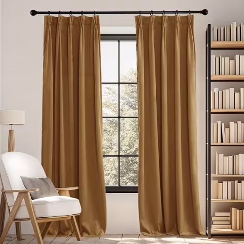 Cortinas de terciopelo plisadas RYB Home para sala de estar