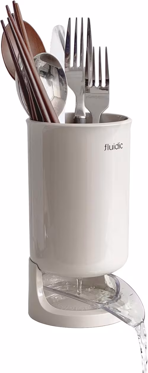 Soporte para secar utensilios con drenaje automático - Beige